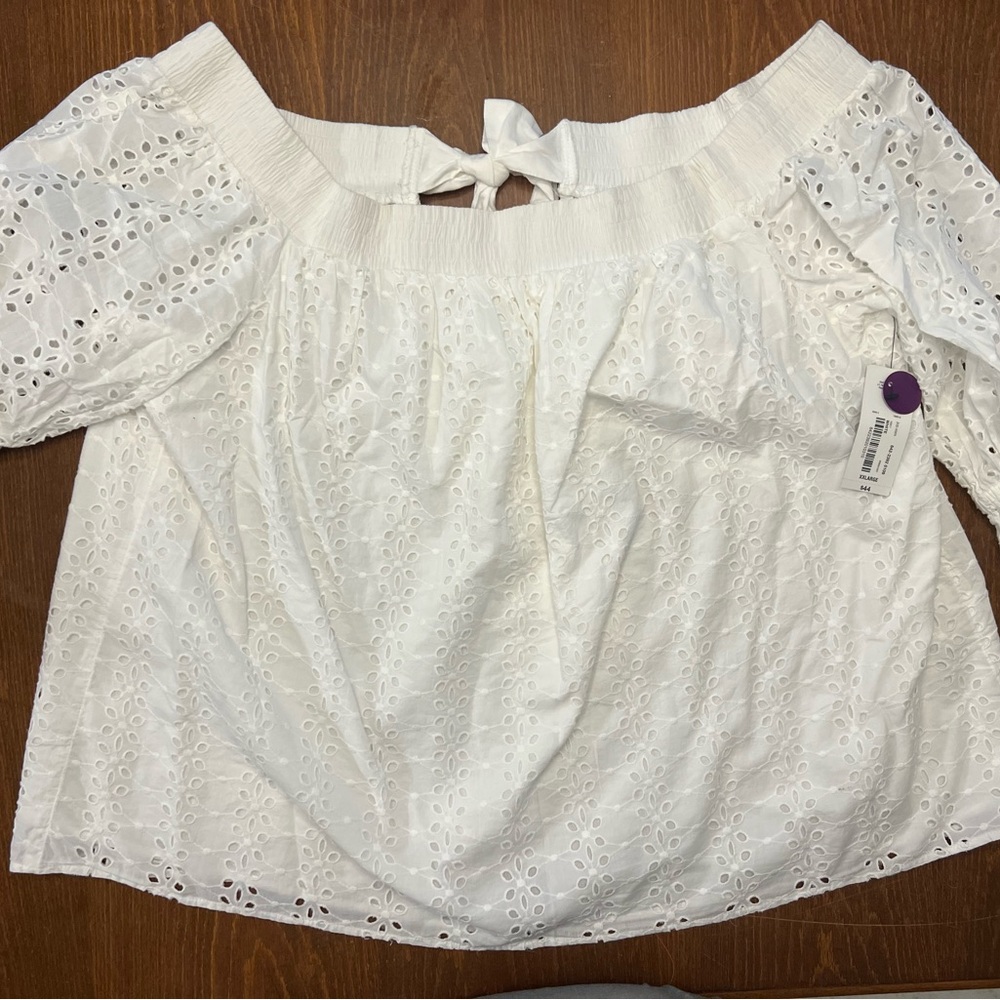 a.n.a Ivory Eyelet Top
